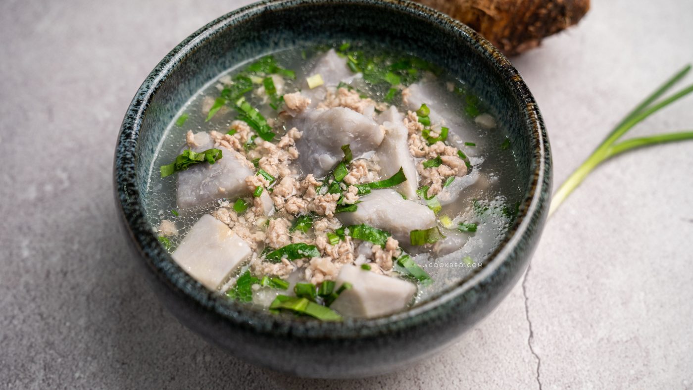 cách nấu canh khoai mỡ thịt bằm